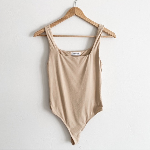Aritzia Babaton Contour Squareneck Bodysuit, Soft Tan, Size Small - Picture 2 of 11